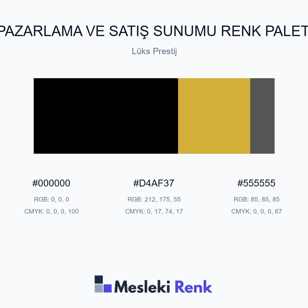 Pazarlama ve Satış Sunumu Lüks Prestij Renk Paleti
