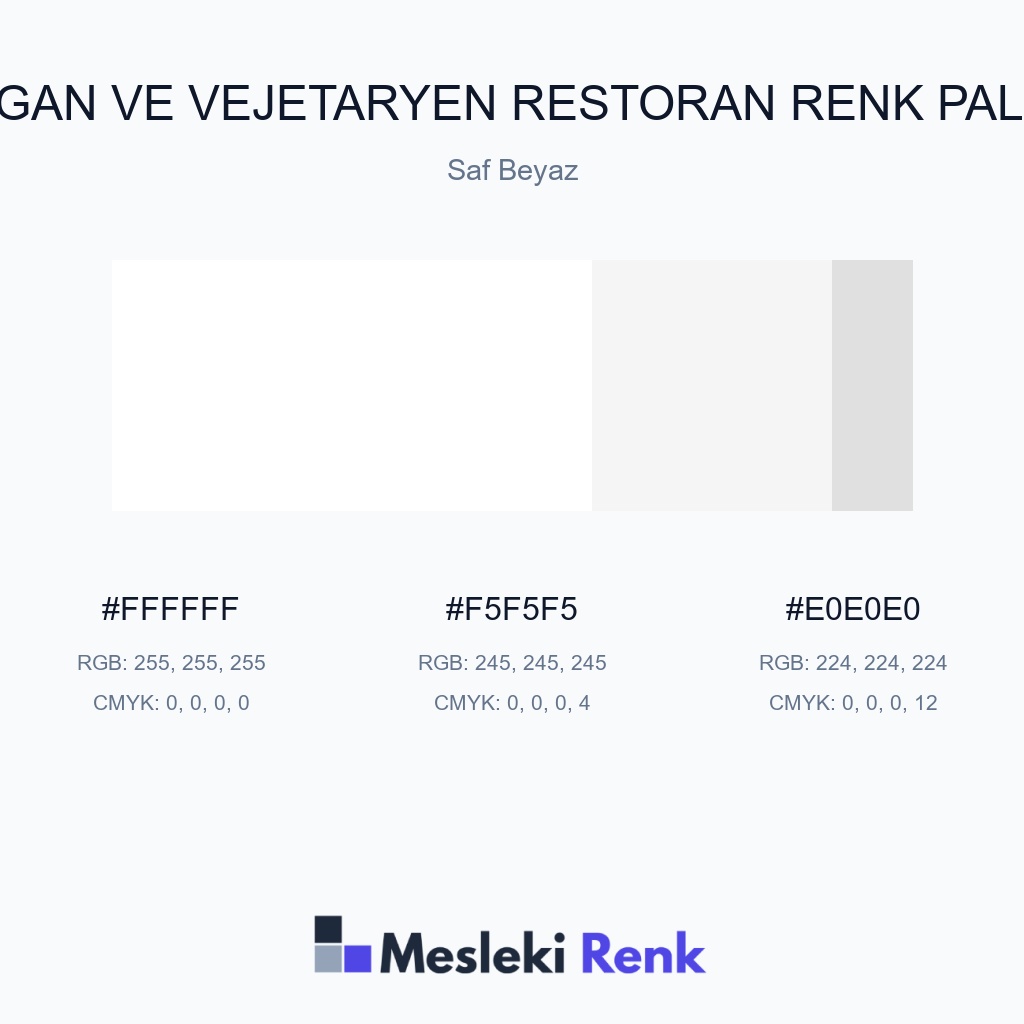 Vegan ve Vejetaryen Restoran Saf Beyaz Renk Paleti