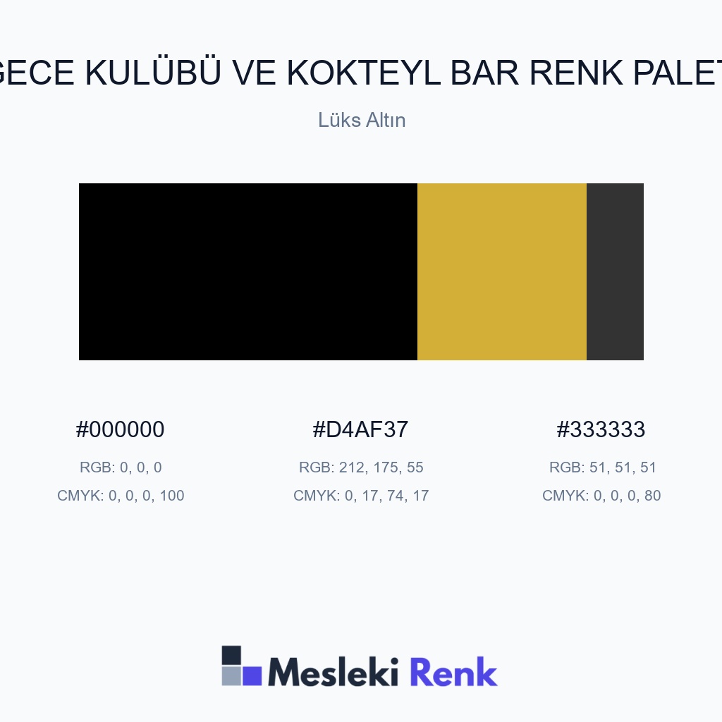 Gece Kulübü ve Kokteyl Bar Lüks Altın Renk Paleti