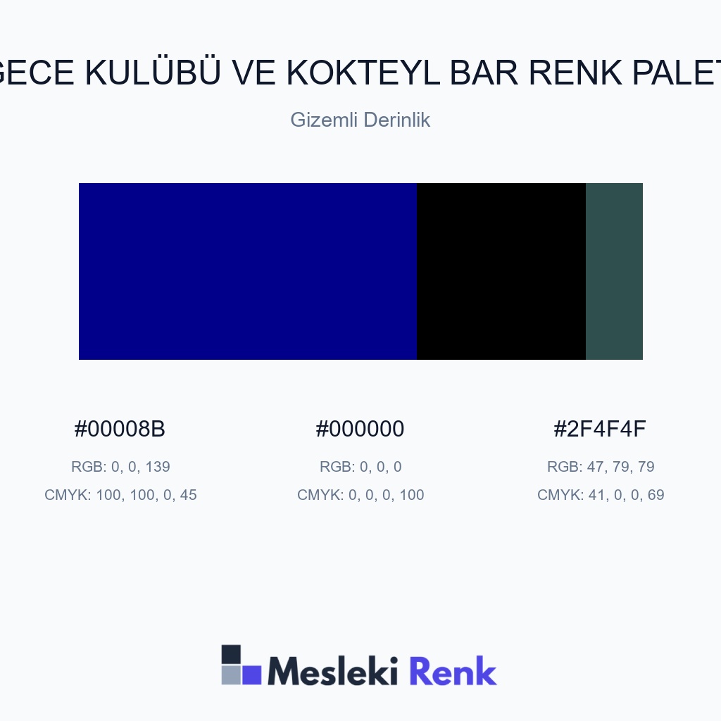 Gece Kulübü ve Kokteyl Bar Gizemli Derinlik Renk Paleti