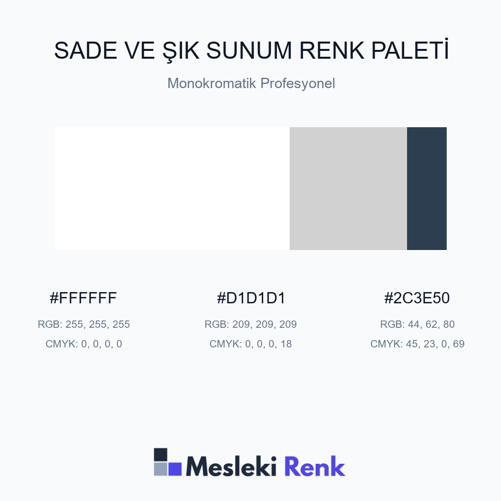 Sade ve Şık Sunum Monokromatik Profesyonel Renk Paleti