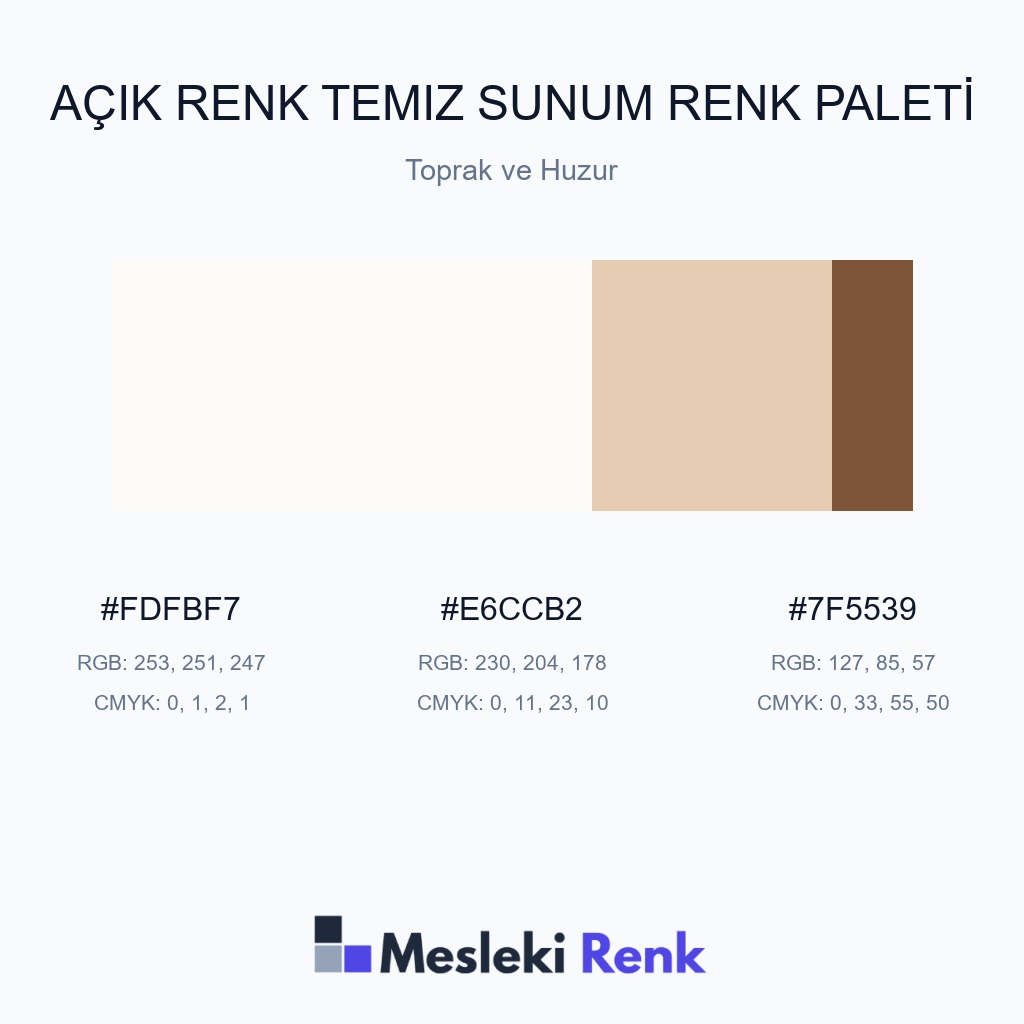 Açık Renk Temiz Sunum Toprak ve Huzur Renk Paleti