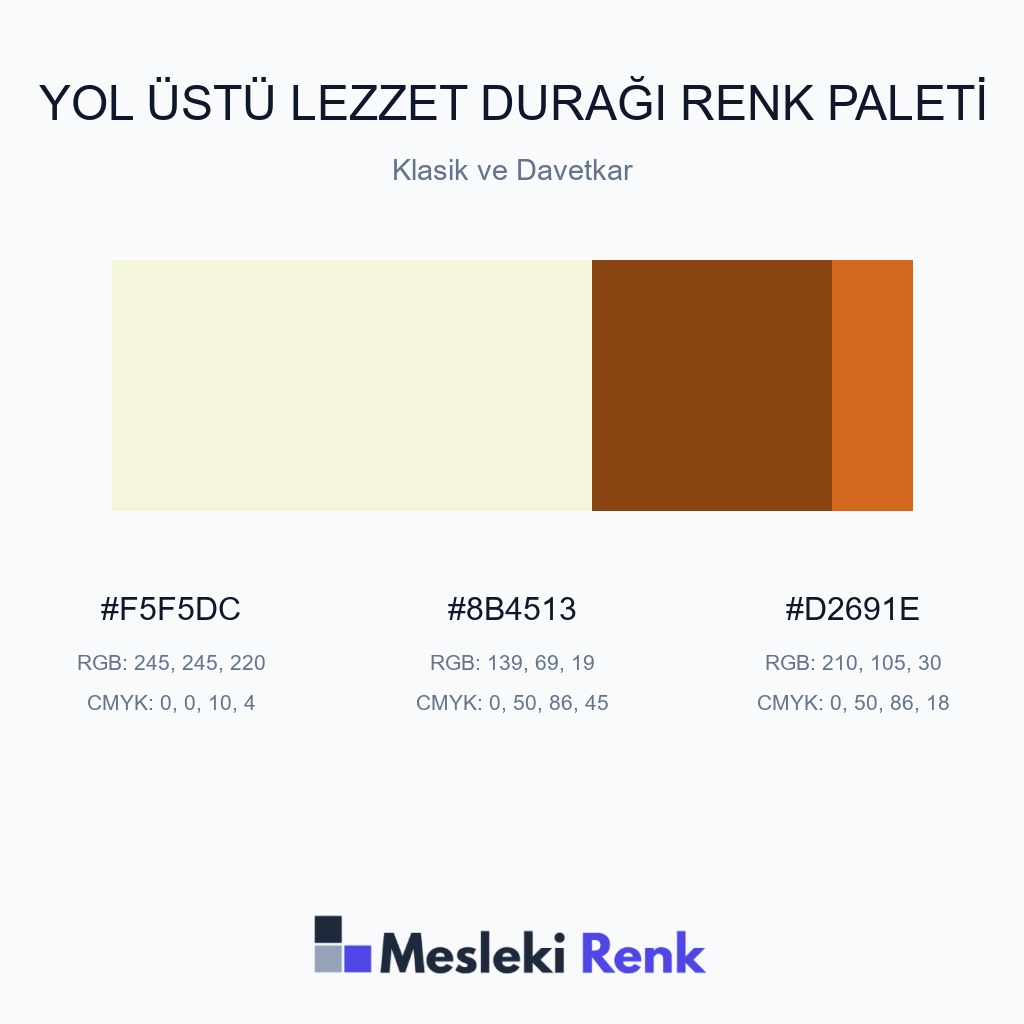 Yol Üstü Lezzet Durağı Klasik ve Davetkar Renk Paleti