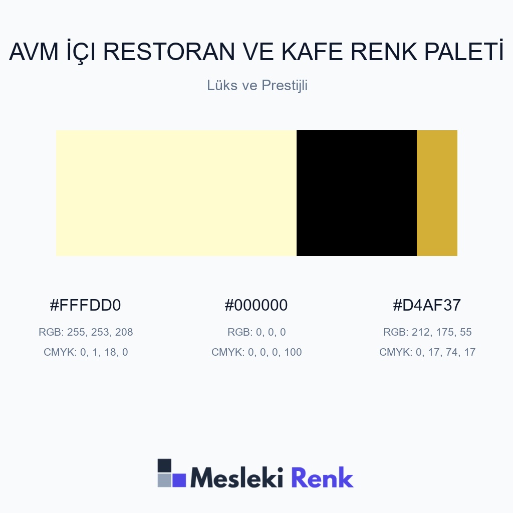 AVM İçi Restoran ve Kafe Lüks ve Prestijli Renk Paleti