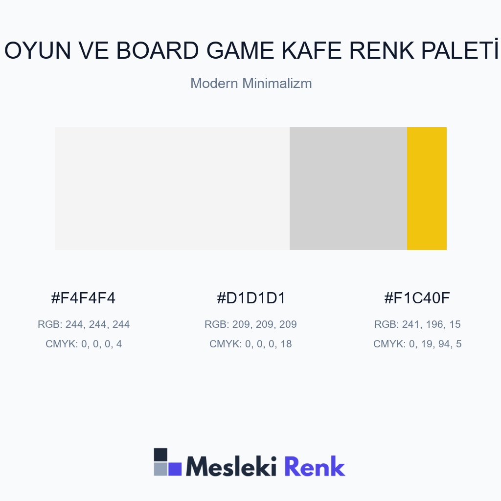 Oyun ve Board Game Kafe Modern Minimalizm Renk Paleti