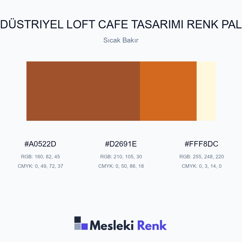 Endüstriyel Loft Cafe Tasarımı Sıcak Bakır Renk Paleti