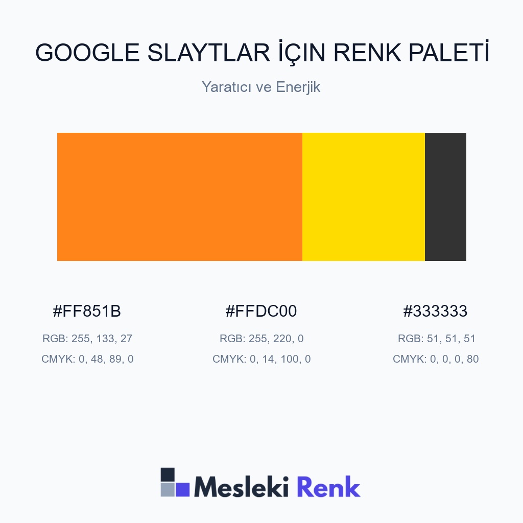 Google Slaytlar İçin Yaratıcı ve Enerjik Renk Paleti