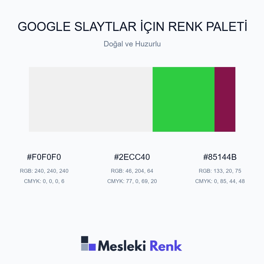 Google Slaytlar İçin Doğal ve Huzurlu Renk Paleti