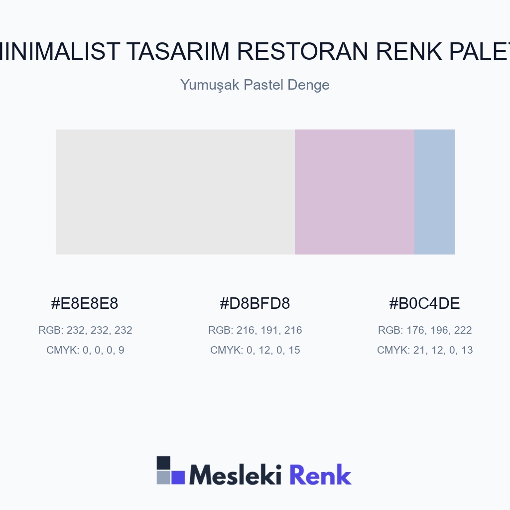 Minimalist Tasarım Restoran Yumuşak Pastel Denge Renk Paleti
