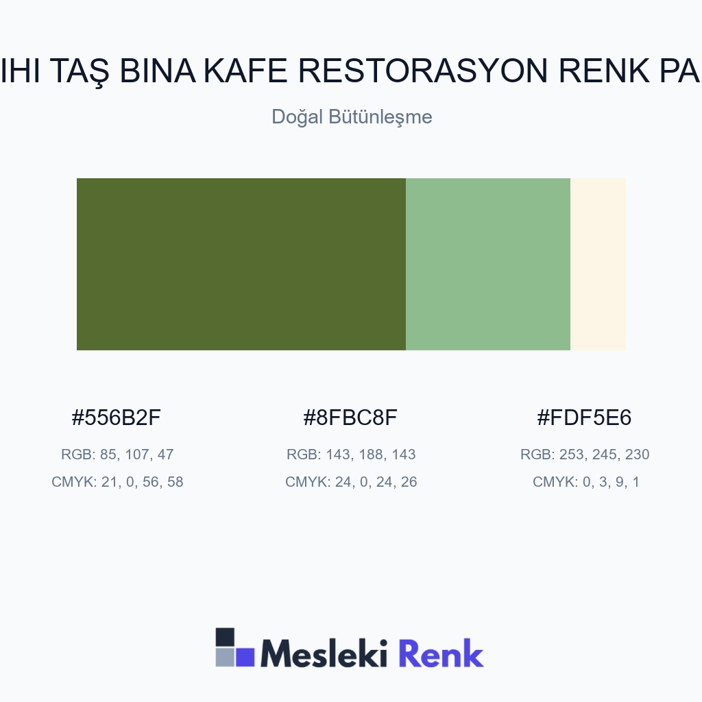 Tarihi Taş Bina Kafe Restorasyon Doğal Bütünleşme Renk Paleti