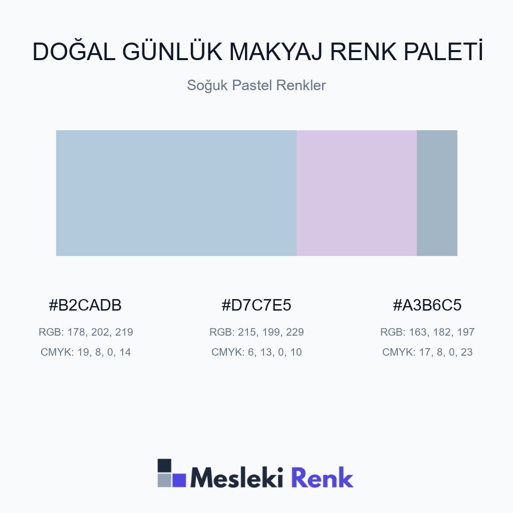 Doğal Günlük Makyaj Soğuk Pastel Renkler Renk Paleti