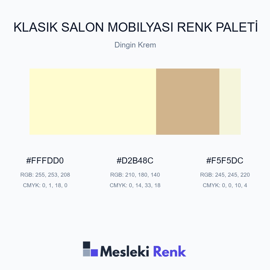 Klasik Salon Mobilyası Dingin Krem Renk Paleti