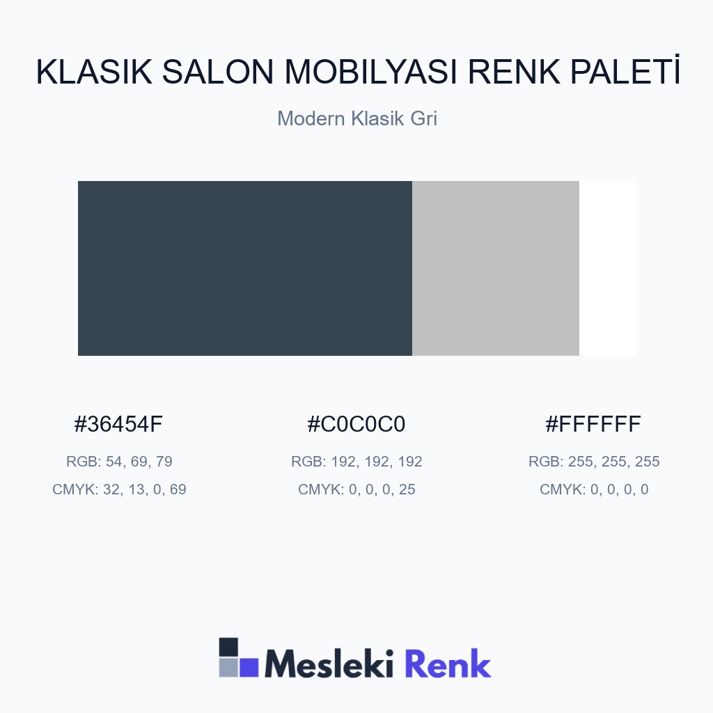 Klasik Salon Mobilyası Modern Klasik Gri Renk Paleti