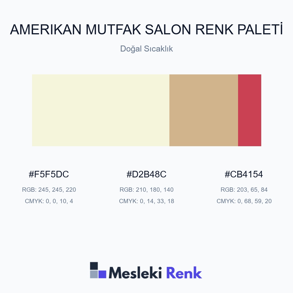 Amerikan Mutfak Salon Doğal Sıcaklık Renk Paleti