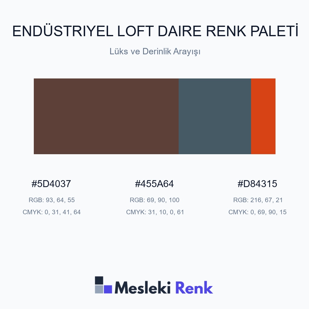 Endüstriyel Loft Daire Lüks ve Derinlik Arayışı Renk Paleti