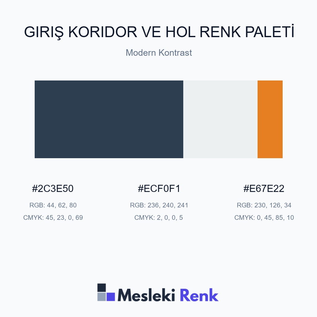 Giriş Koridor ve Hol Modern Kontrast Renk Paleti