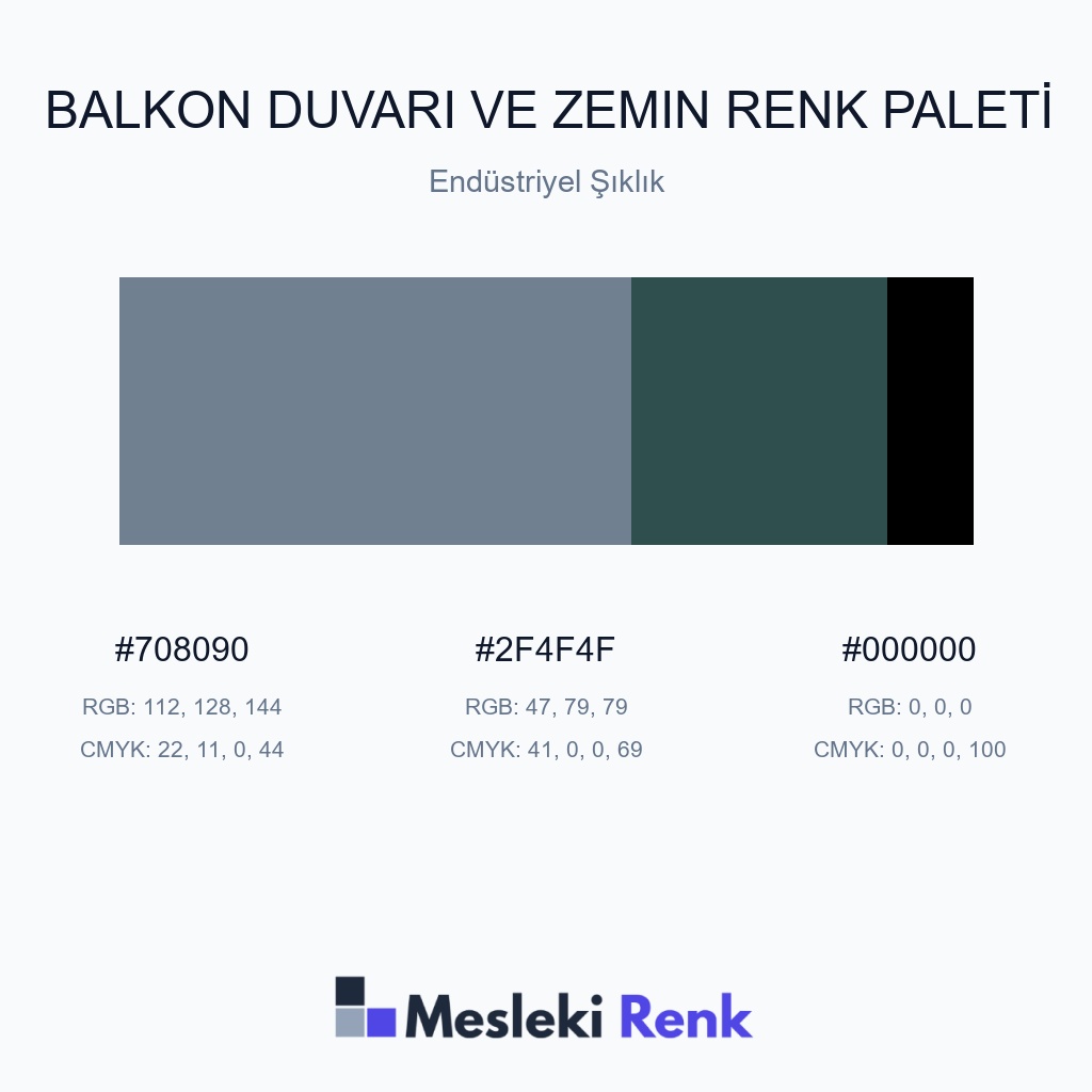 Balkon Duvarı ve Zemin Endüstriyel Şıklık Renk Paleti