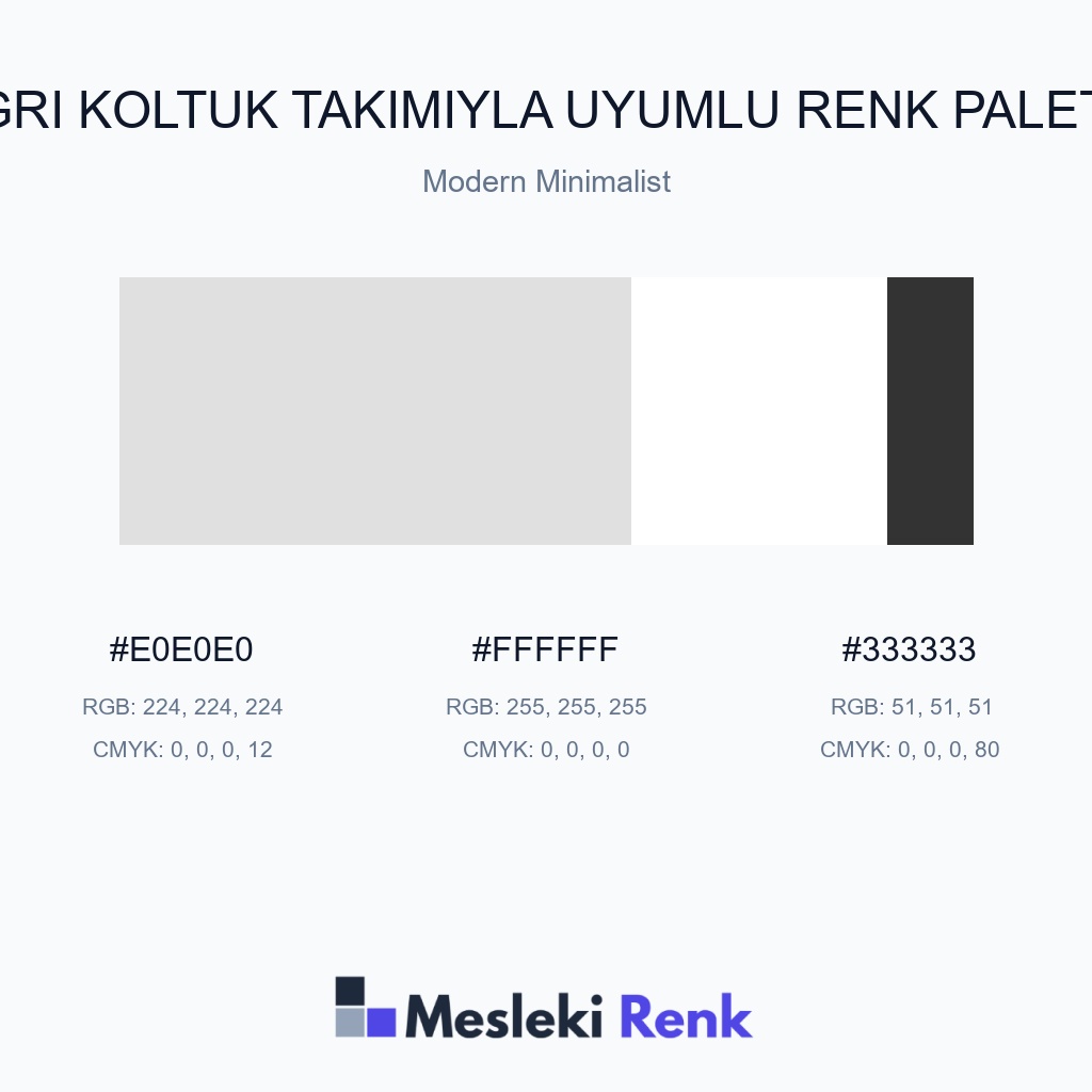 Gri Koltuk Takımıyla Uyumlu Modern Minimalist Renk Paleti