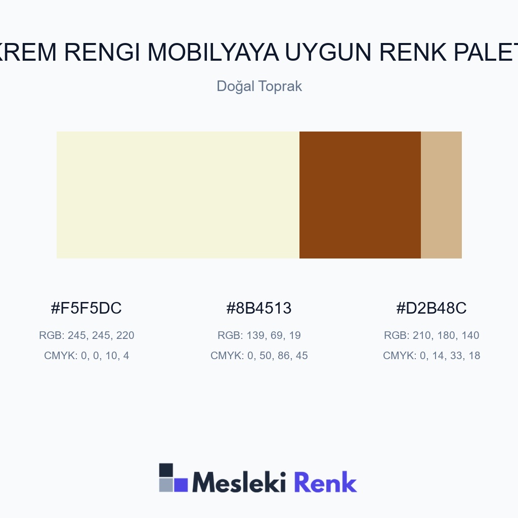 Krem Rengi Mobilyaya Uygun Doğal Toprak Renk Paleti