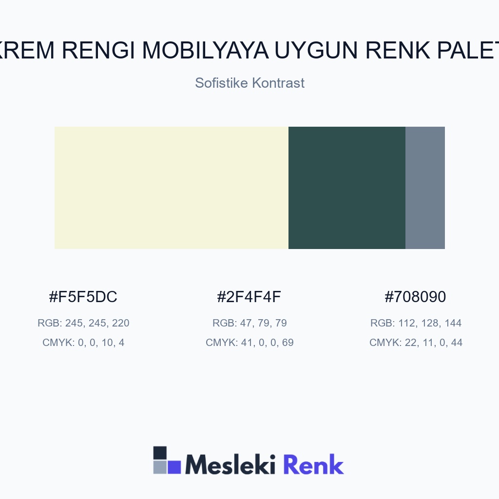 Krem Rengi Mobilyaya Uygun Sofistike Kontrast Renk Paleti