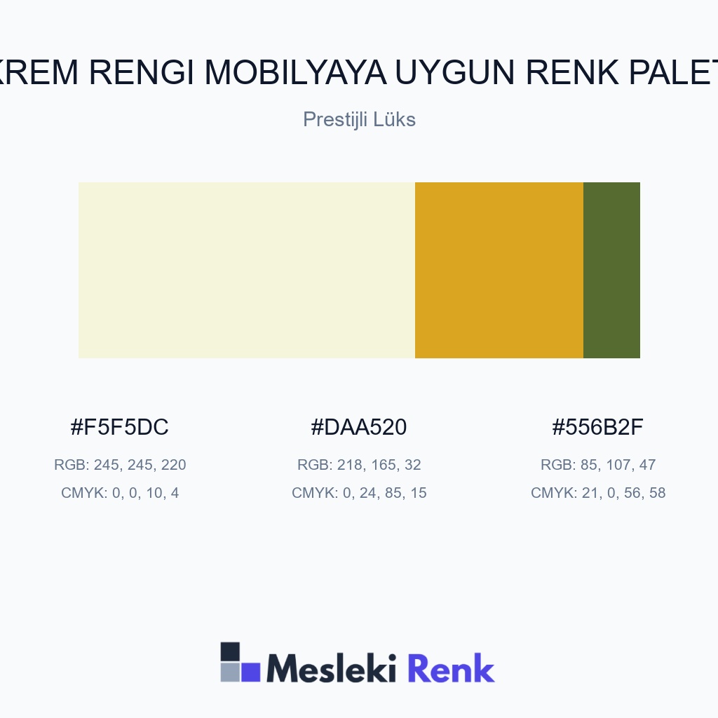 Krem Rengi Mobilyaya Uygun Prestijli Lüks Renk Paleti