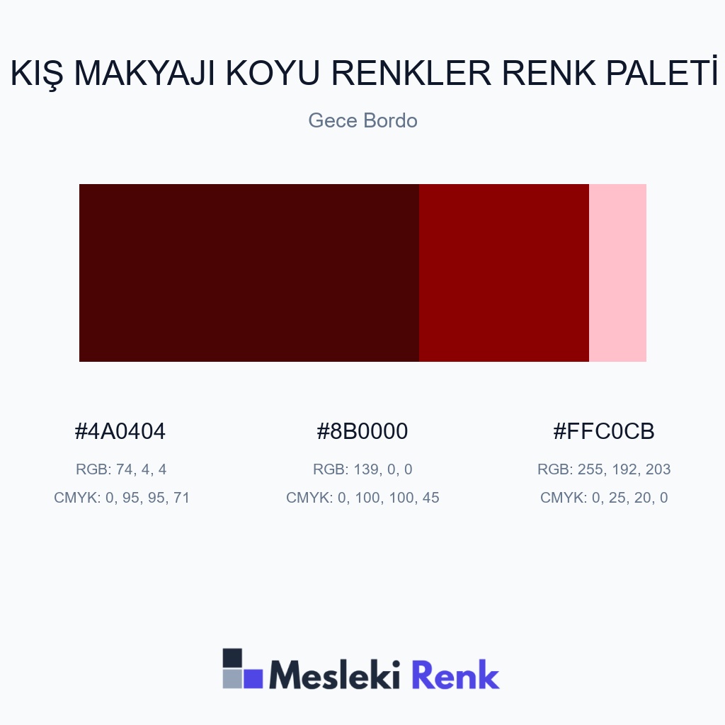 Kış Makyajı Koyu Renkler Gece Bordo Renk Paleti