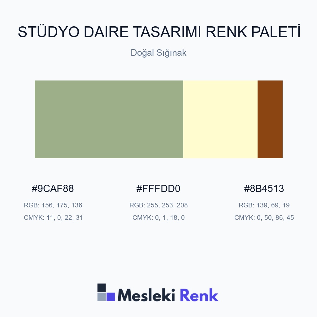 Stüdyo Daire Tasarımı Doğal Sığınak Renk Paleti
