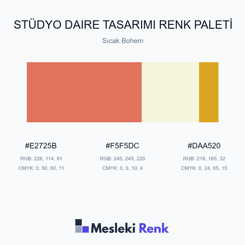 Stüdyo Daire Tasarımı Sıcak Bohem Renk Paleti