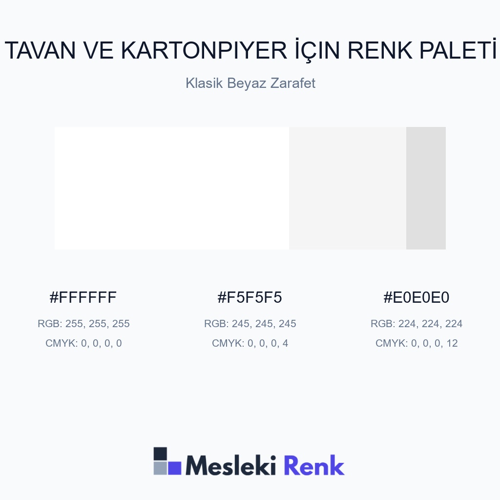 Tavan ve Kartonpiyer İçin Klasik Beyaz Zarafet Renk Paleti