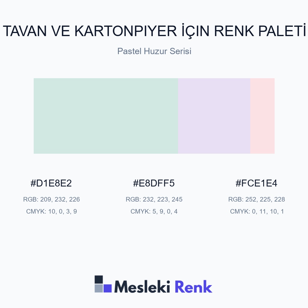 Tavan ve Kartonpiyer İçin Pastel Huzur Serisi Renk Paleti