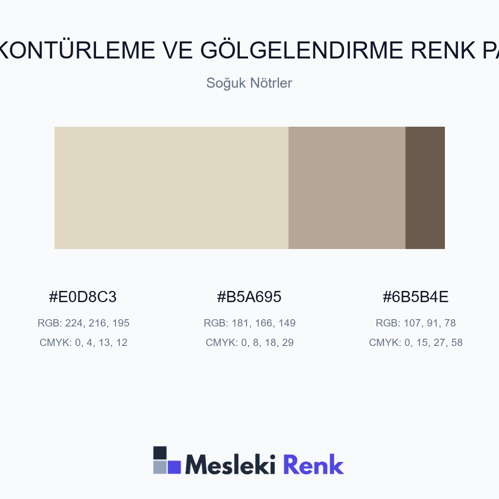 Yüz Kontürleme ve Gölgelendirme Soğuk Nötrler Renk Paleti