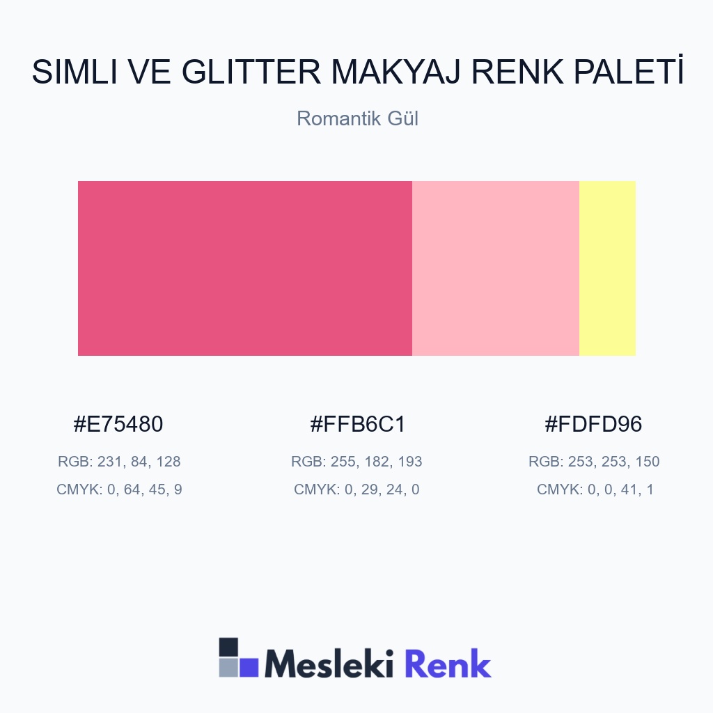 Simli ve Glitter Makyaj Romantik Gül Renk Paleti