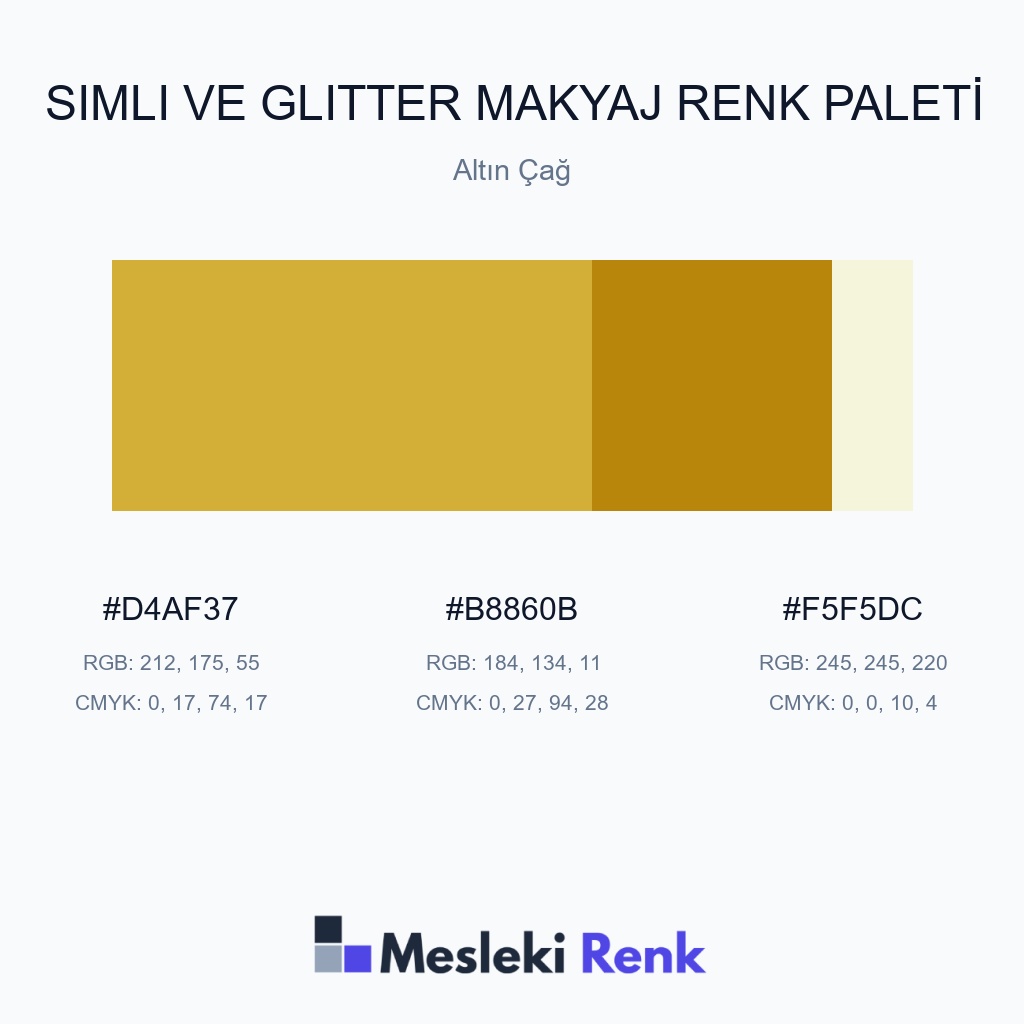 Simli ve Glitter Makyaj Altın Çağ Renk Paleti