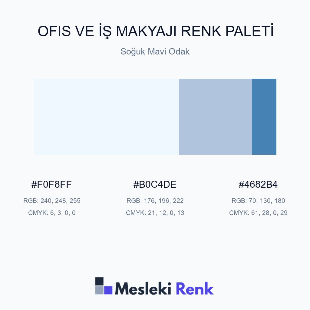 Ofis ve İş Makyajı Soğuk Mavi Odak Renk Paleti