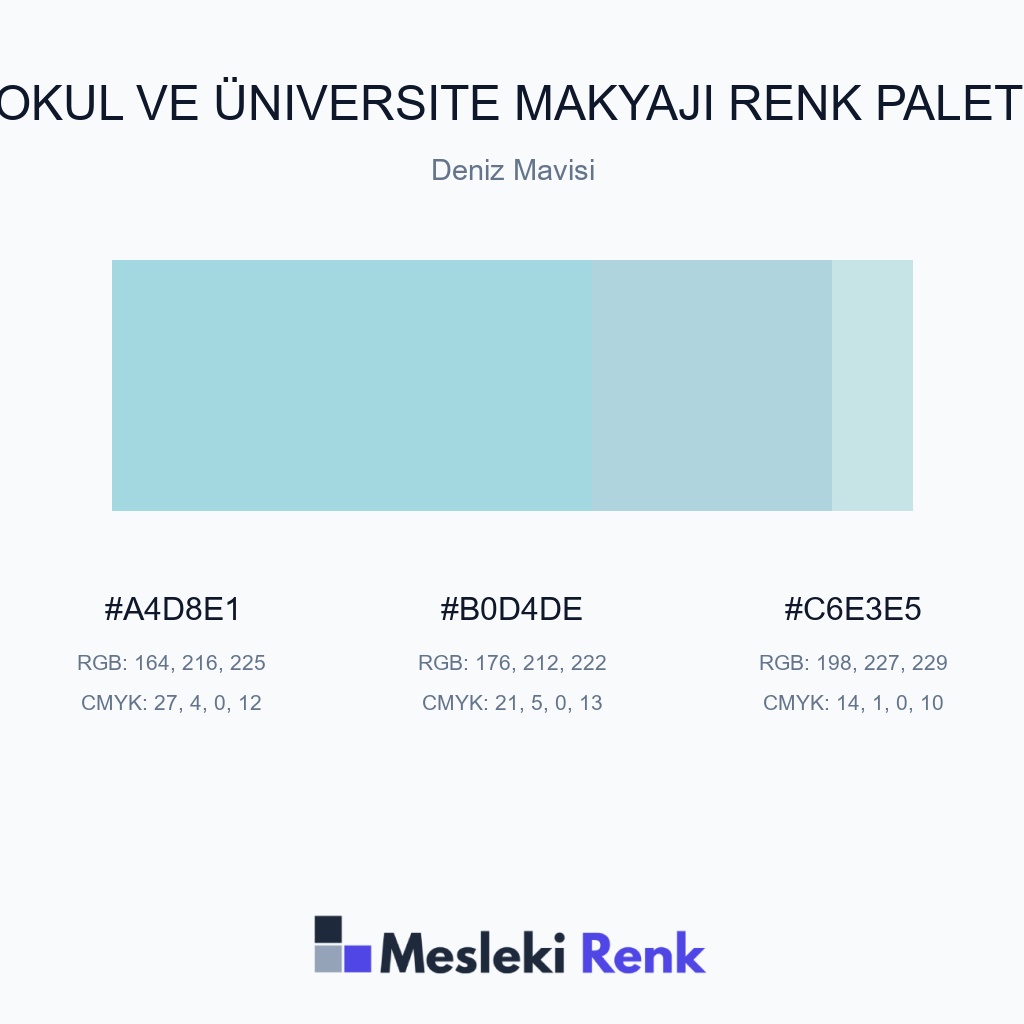 Okul ve Üniversite Makyajı Deniz Mavisi Renk Paleti