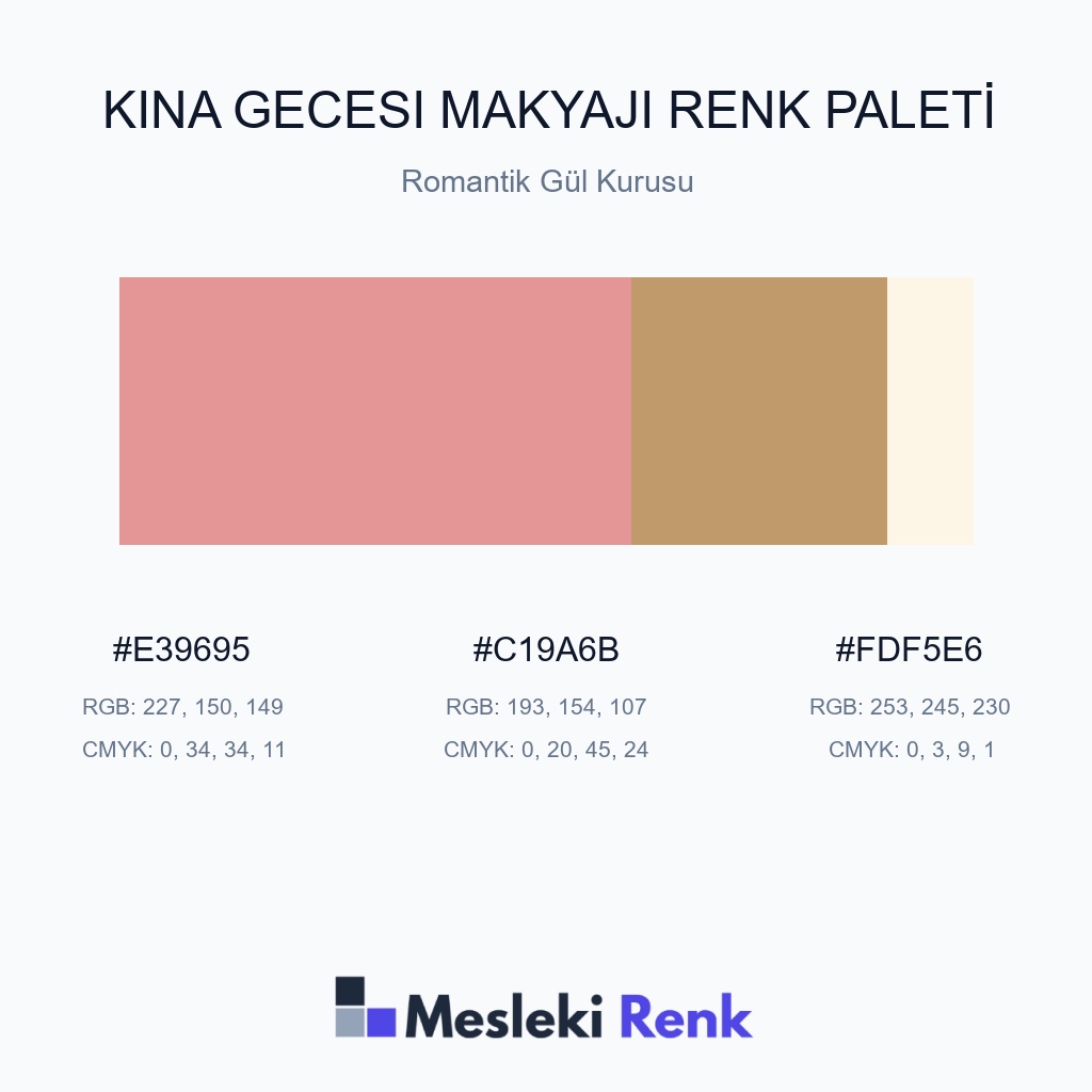 Kına Gecesi Makyajı Romantik Gül Kurusu Renk Paleti