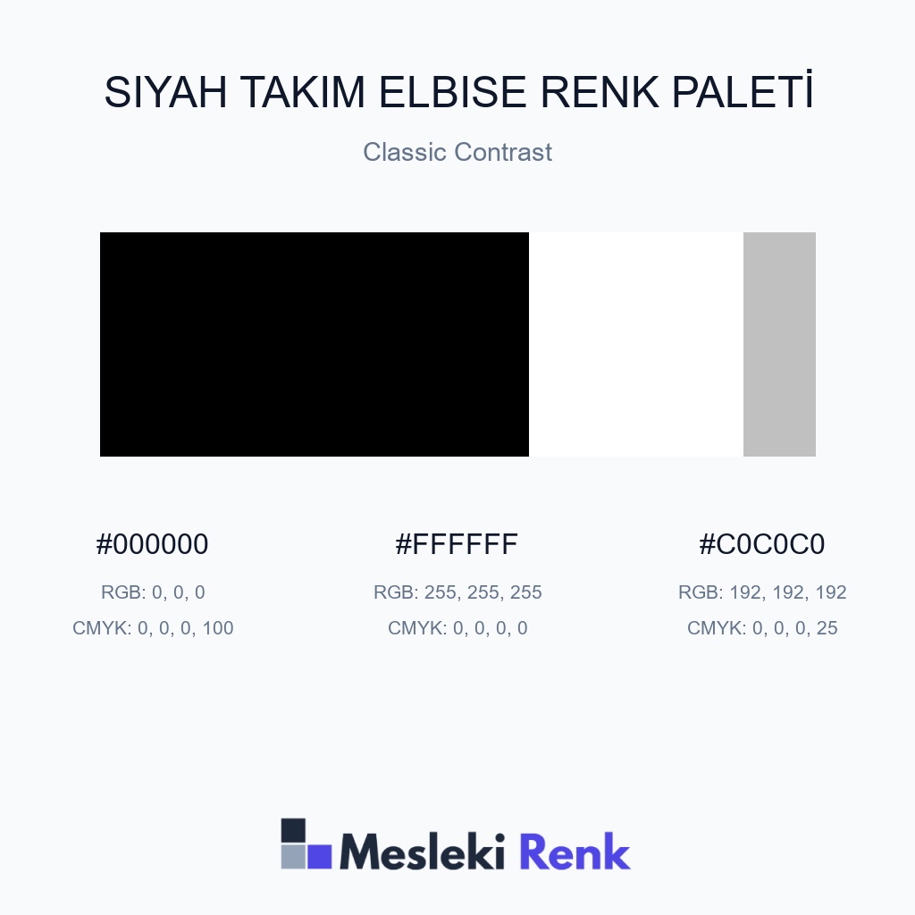 Siyah Takım Elbise Classic Contrast Renk Paleti