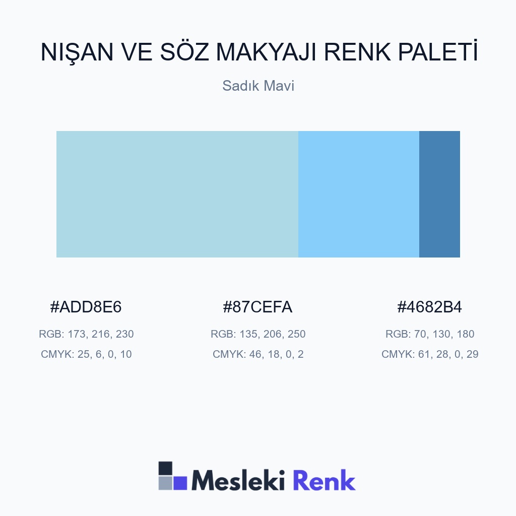 Nişan ve Söz Makyajı Sadık Mavi Renk Paleti