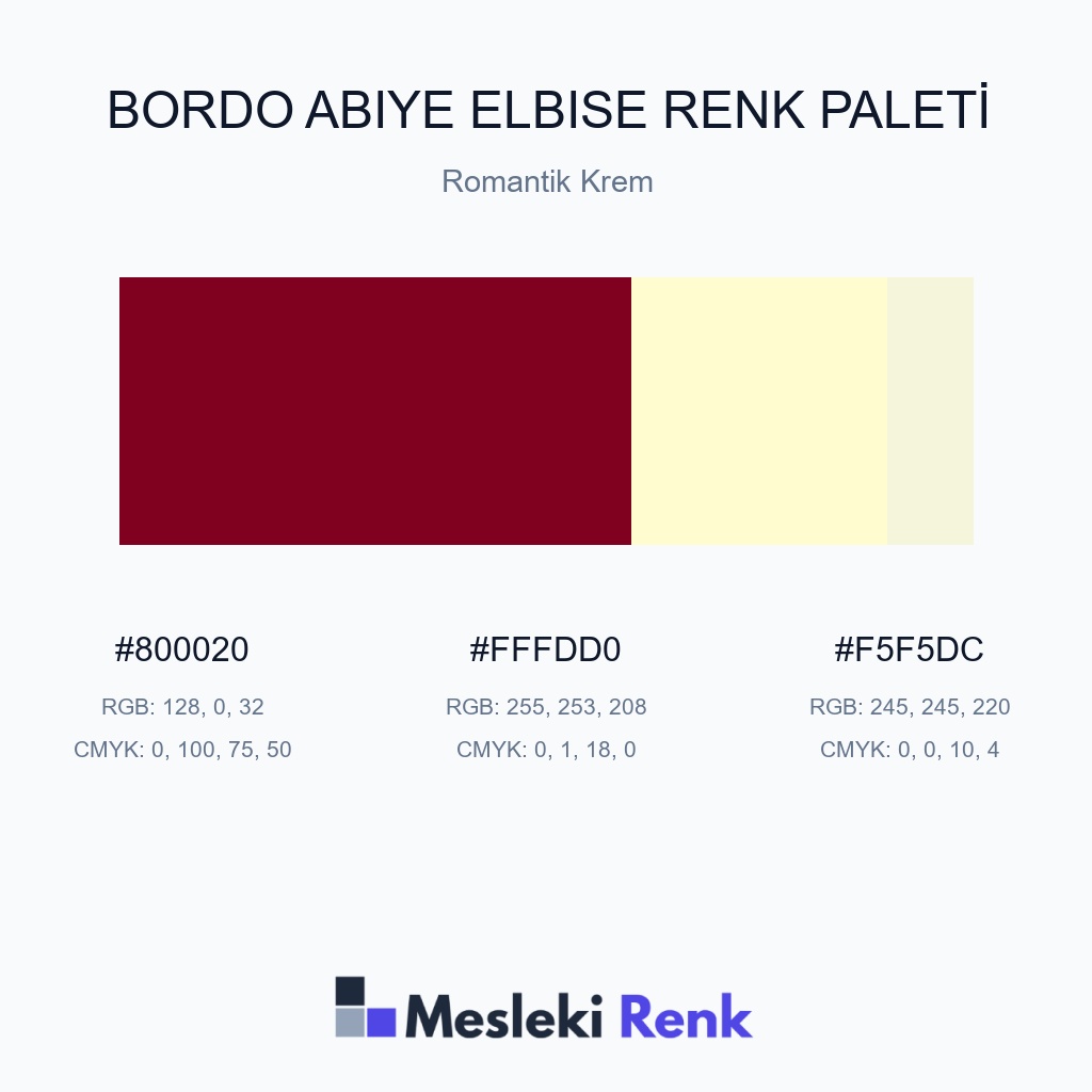 Bordo Abiye Elbise Romantik Krem Renk Paleti
