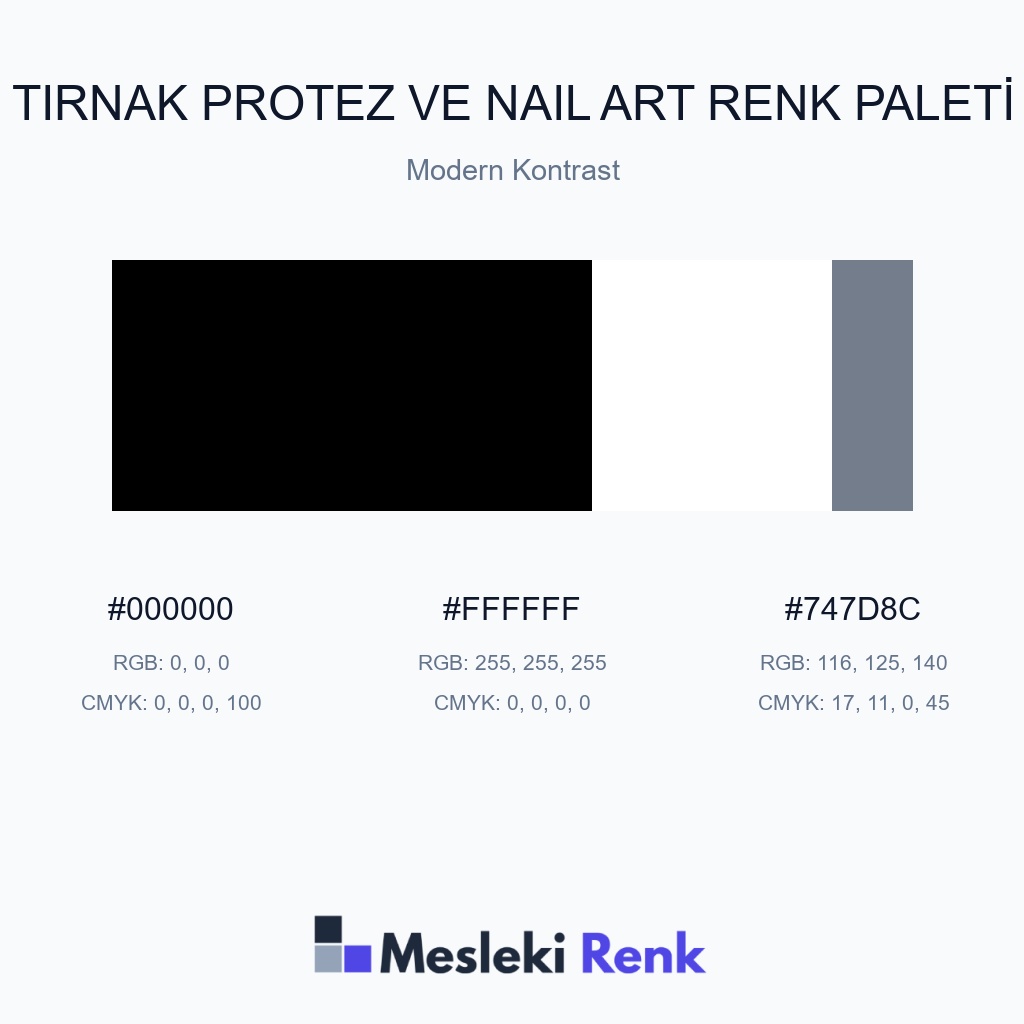 Tırnak Protez ve Nail Art Modern Kontrast Renk Paleti