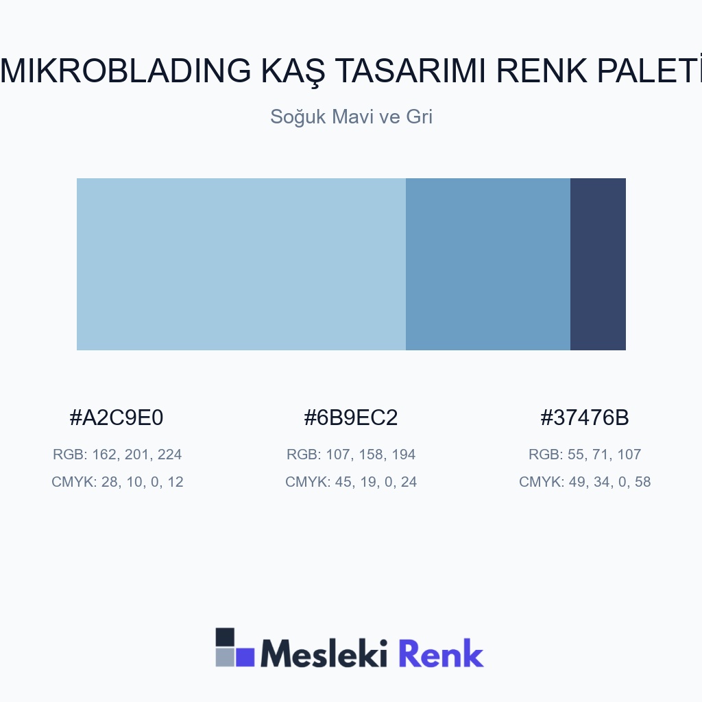 Mikroblading Kaş Tasarımı Soğuk Mavi ve Gri Renk Paleti