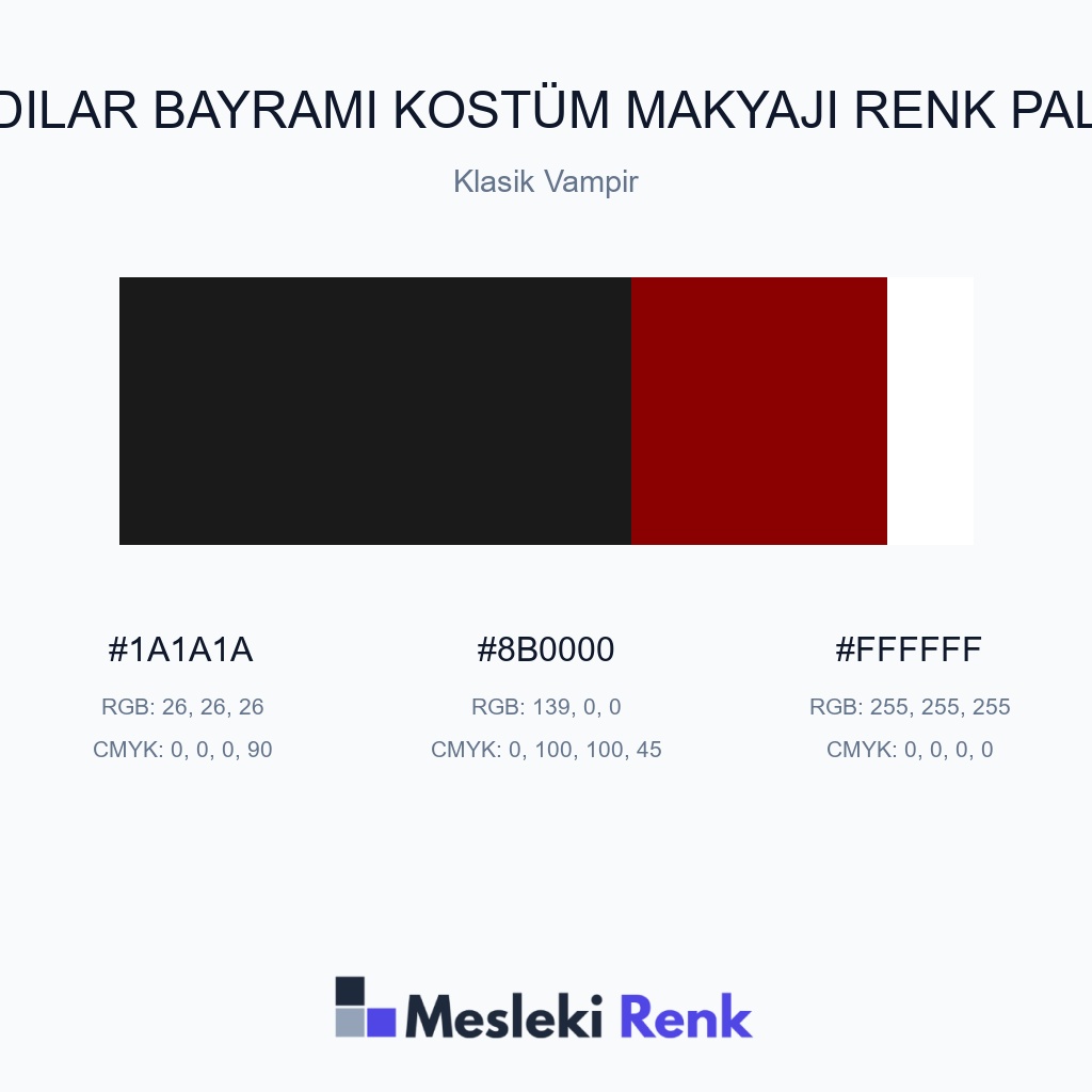 Cadılar Bayramı Kostüm Makyajı Klasik Vampir Renk Paleti