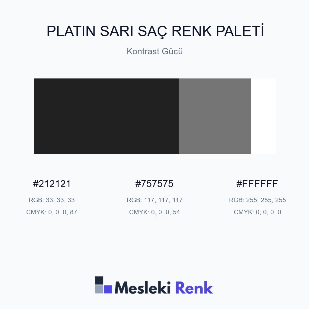 Platin Sarı Saç Kontrast Gücü Renk Paleti