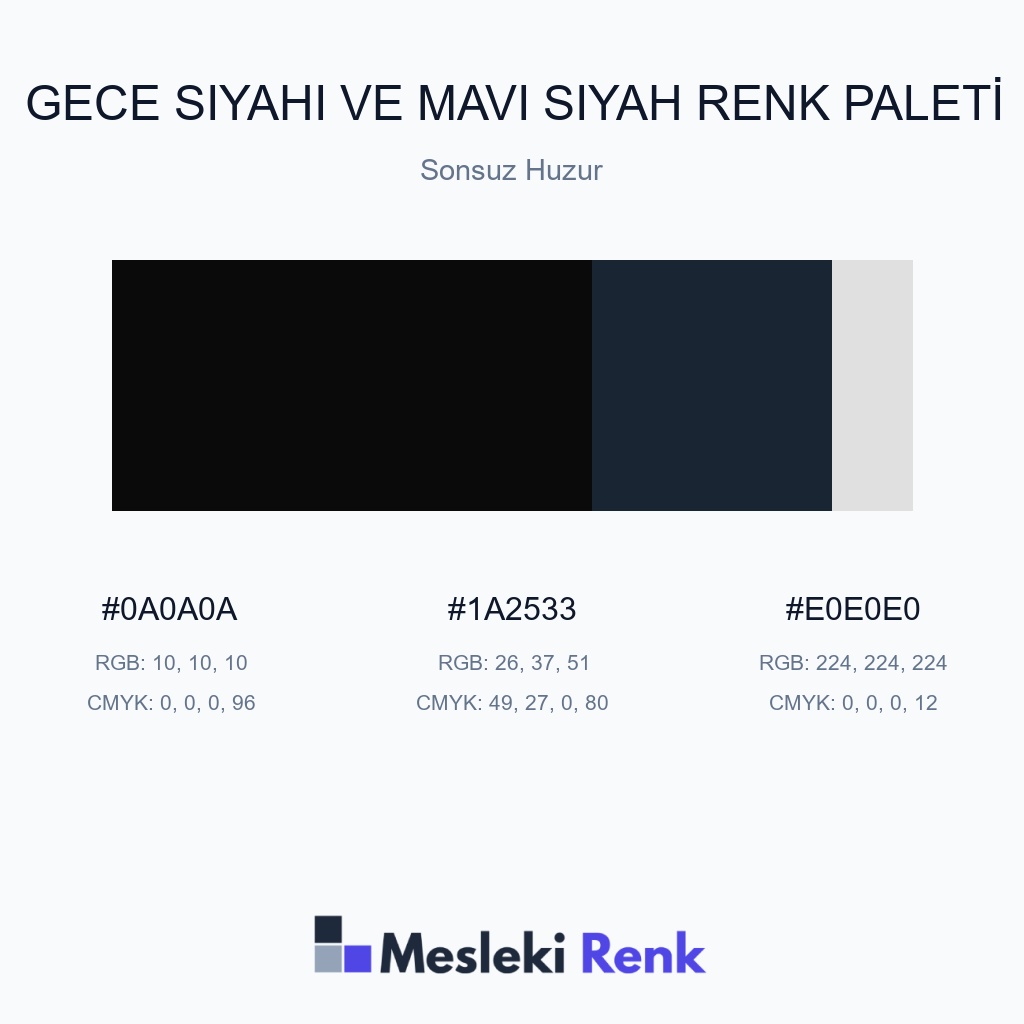 Gece Siyahı ve Mavi Siyah Sonsuz Huzur Renk Paleti