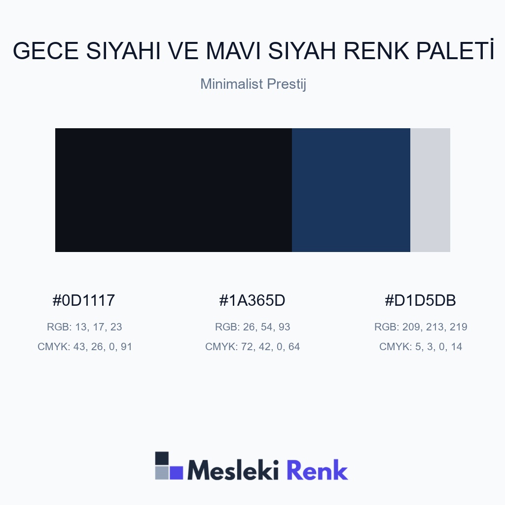 Gece Siyahı ve Mavi Siyah Minimalist Prestij Renk Paleti