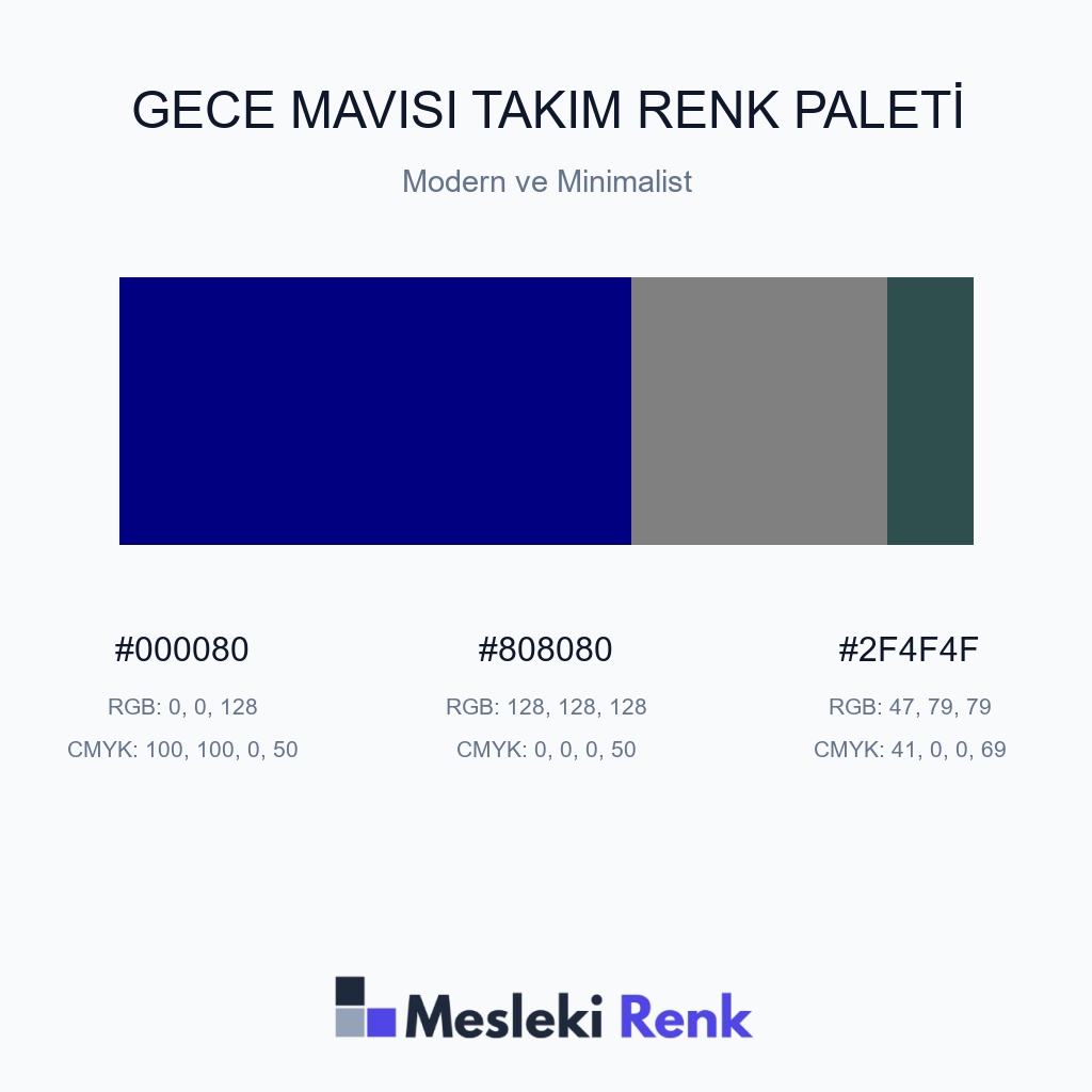 Gece Mavisi Takım Modern ve Minimalist Renk Paleti