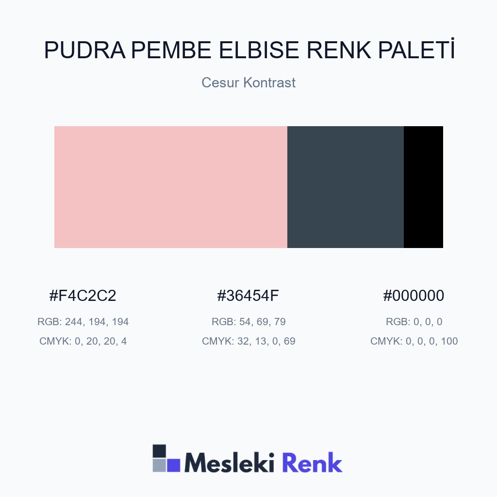 Pudra Pembe Elbise Cesur Kontrast Renk Paleti