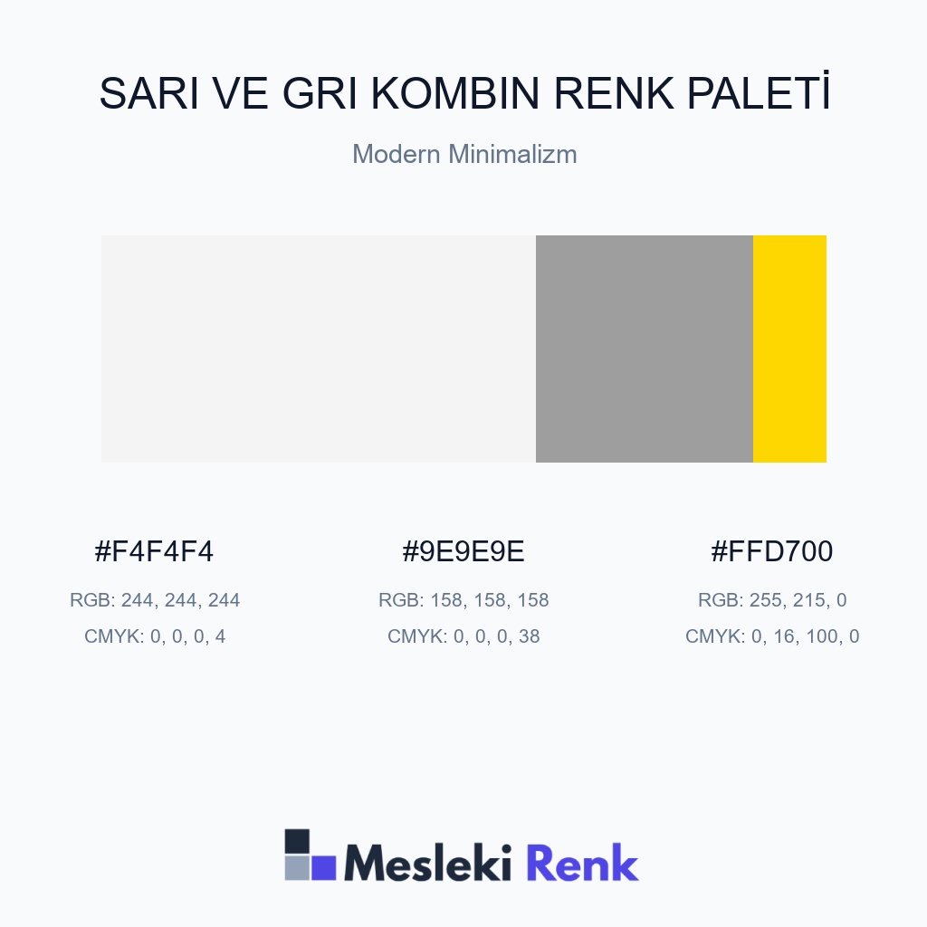 Sarı ve Gri Kombin Modern Minimalizm Renk Paleti