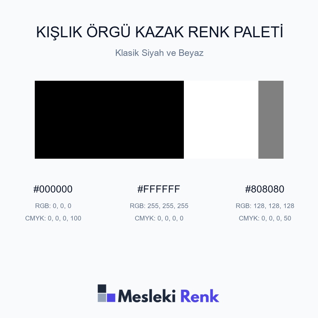 Kışlık Örgü Kazak Klasik Siyah ve Beyaz Renk Paleti