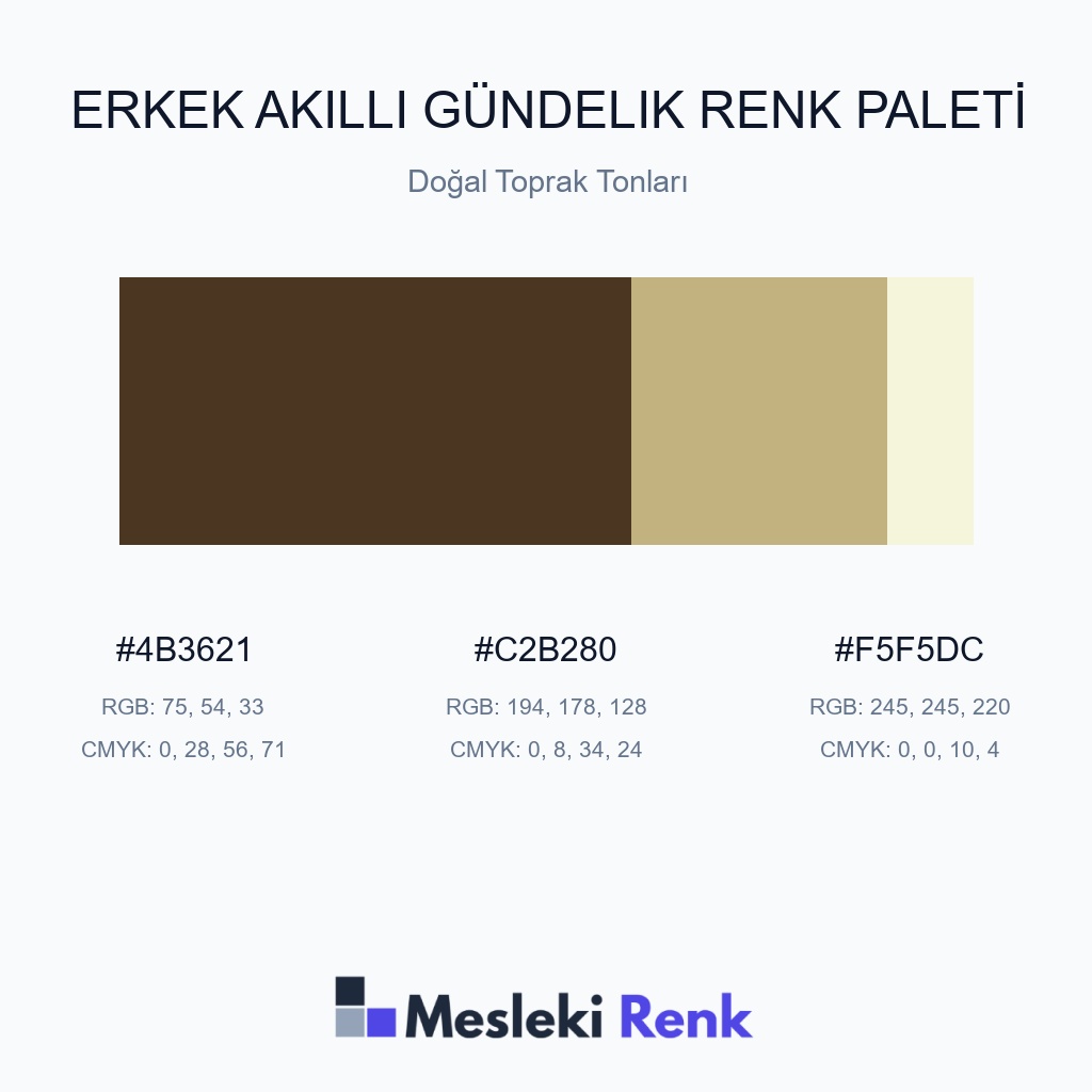 Erkek Akıllı Gündelik Doğal Toprak Tonları Renk Paleti
